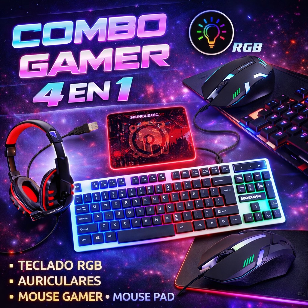 COMBO GAMER 4 EN 1 RGB