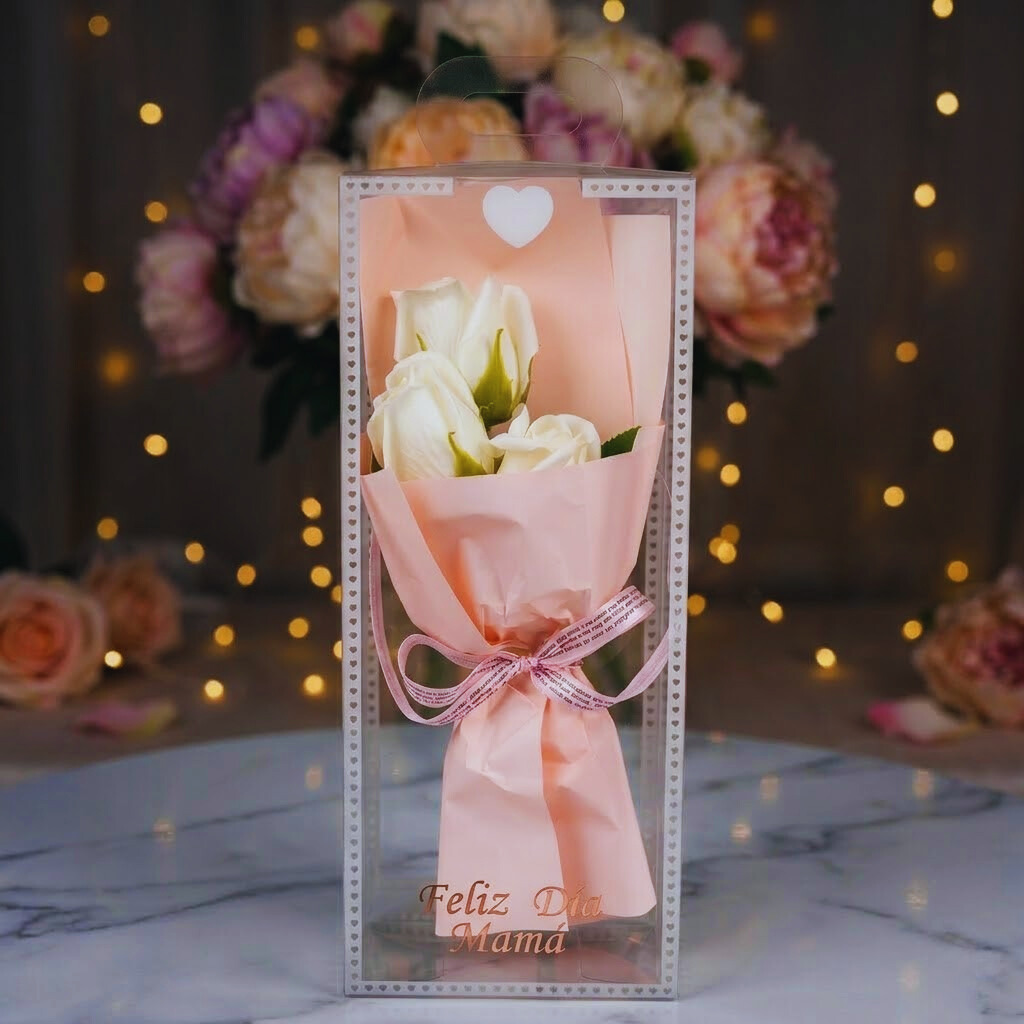 RAMO FLORES ARTIFICIALES ESTUCHE ROSA