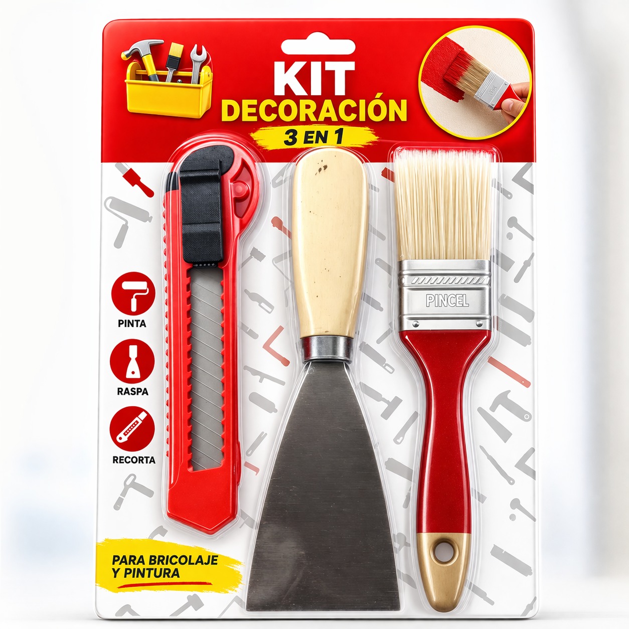 ESPATULAS + BROCHA + BISTURI  KIT