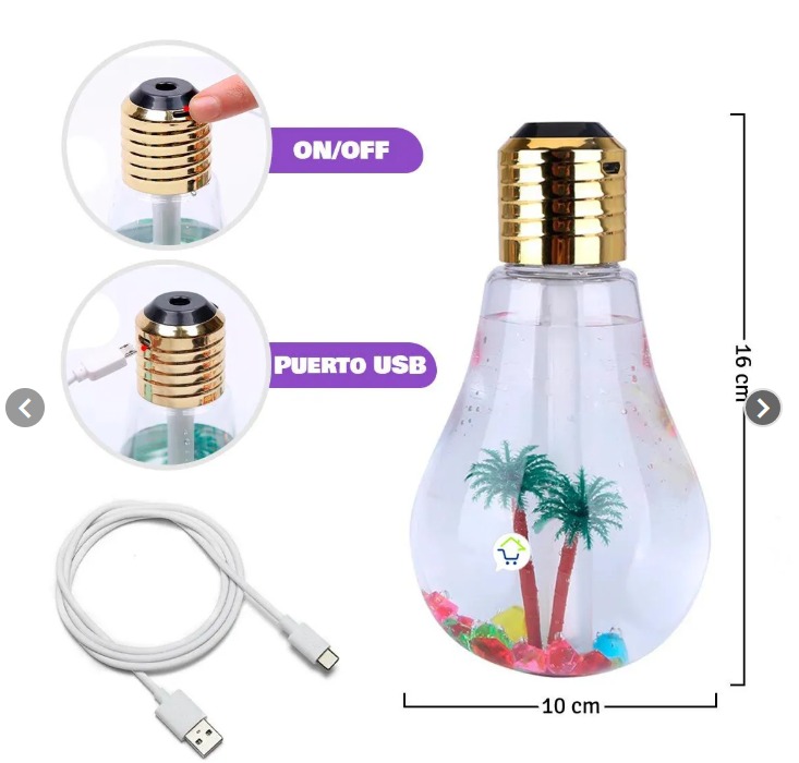 HUMIFICADOR BOMBILLO LAMPARA RGB
