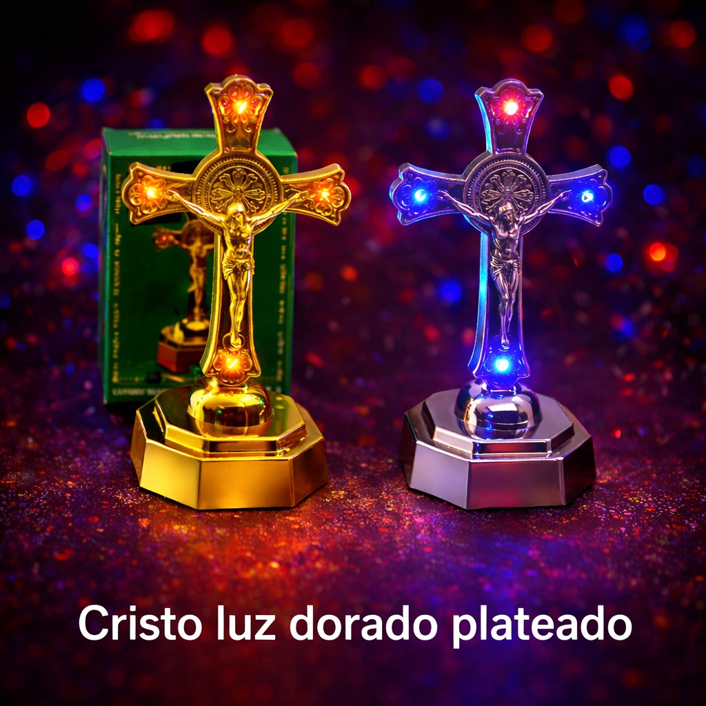 CRISTO LUZ DORADO Y PLATEADO