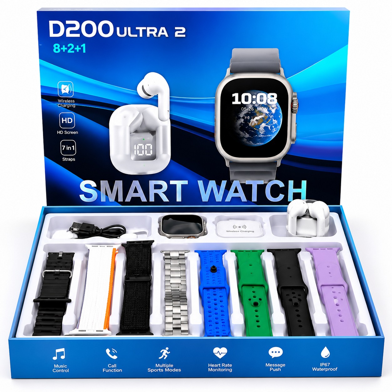 SMART WATCH + AUDIFONOS D200 ULTRA