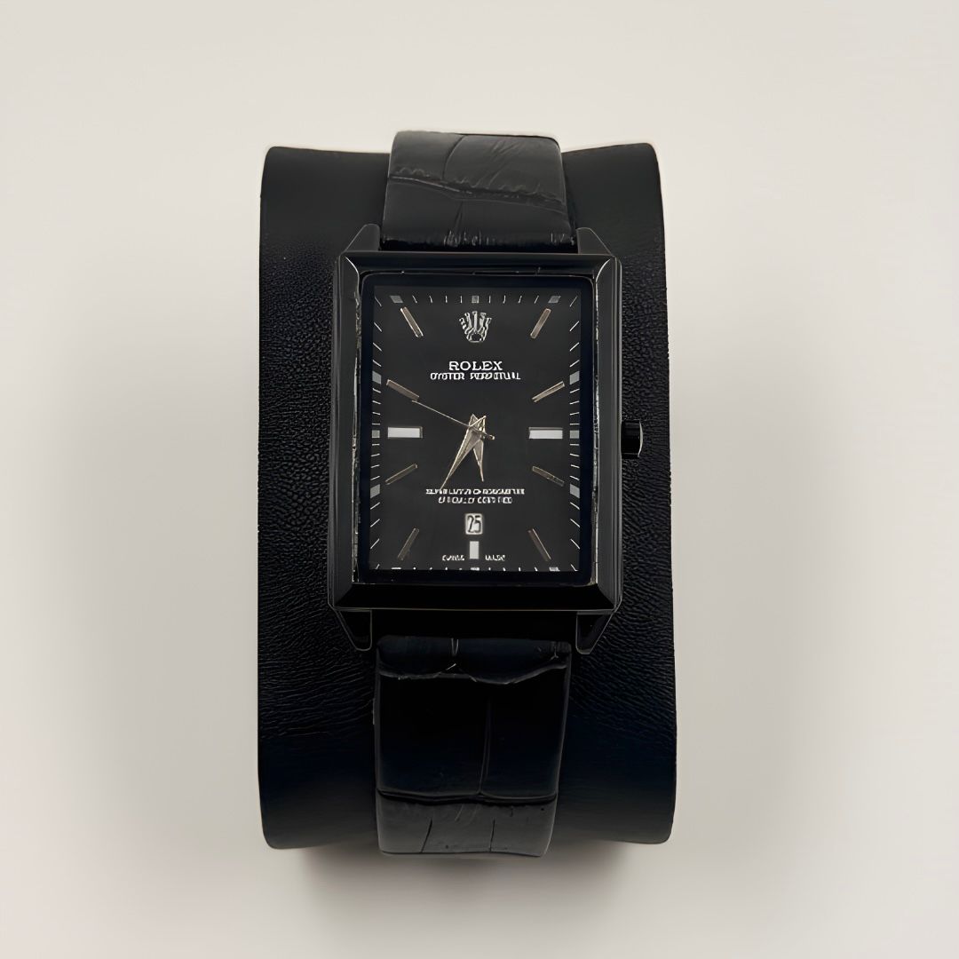 ROLEX CORREA EN CUERO NEGRO