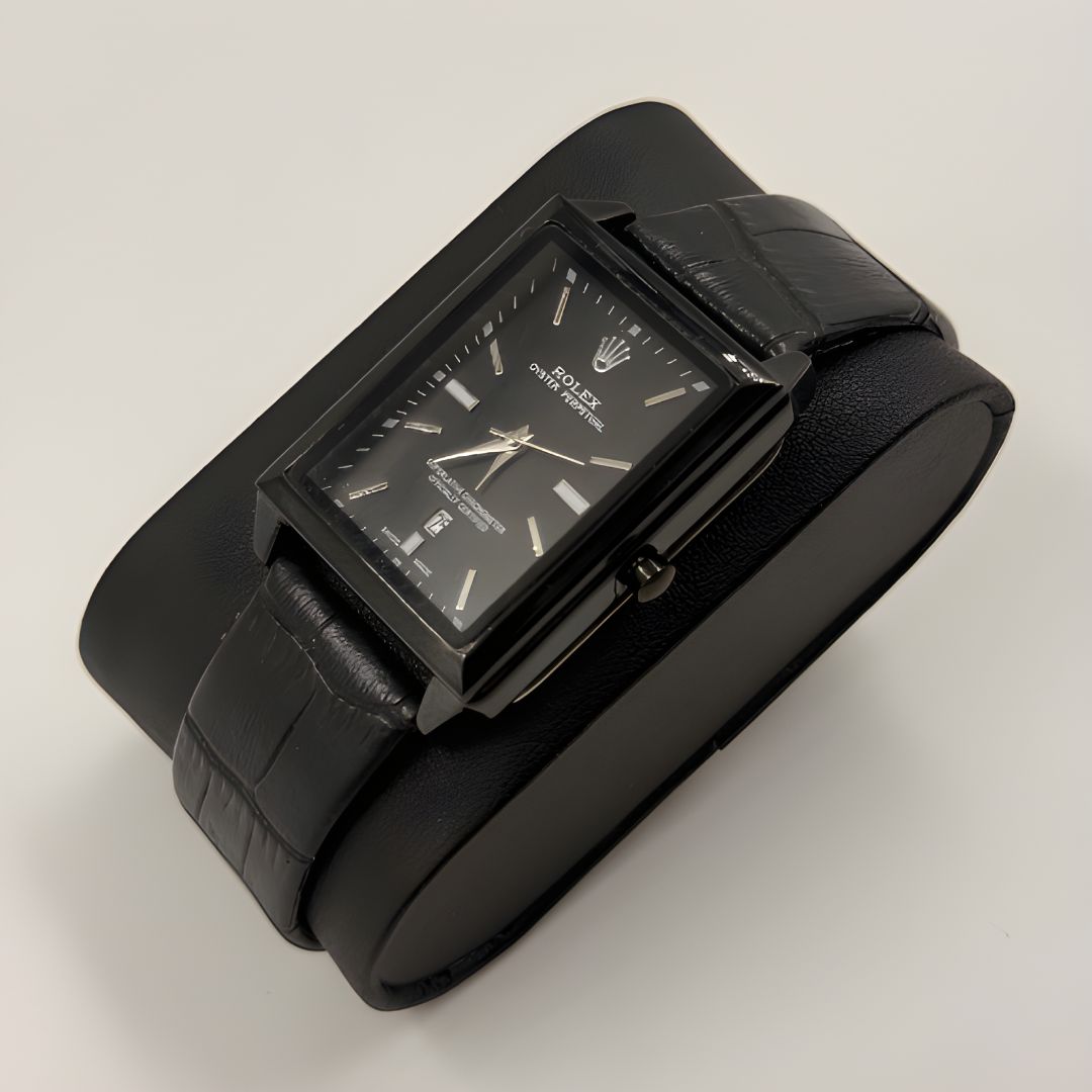 ROLEX CORREA EN CUERO NEGRO