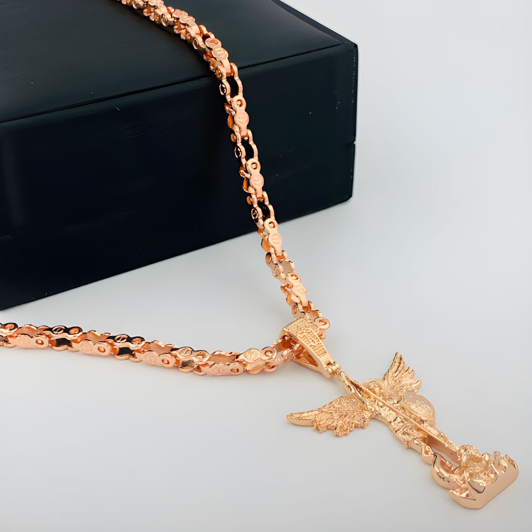 CADENA Y DIJE CH77 ORO ROSA